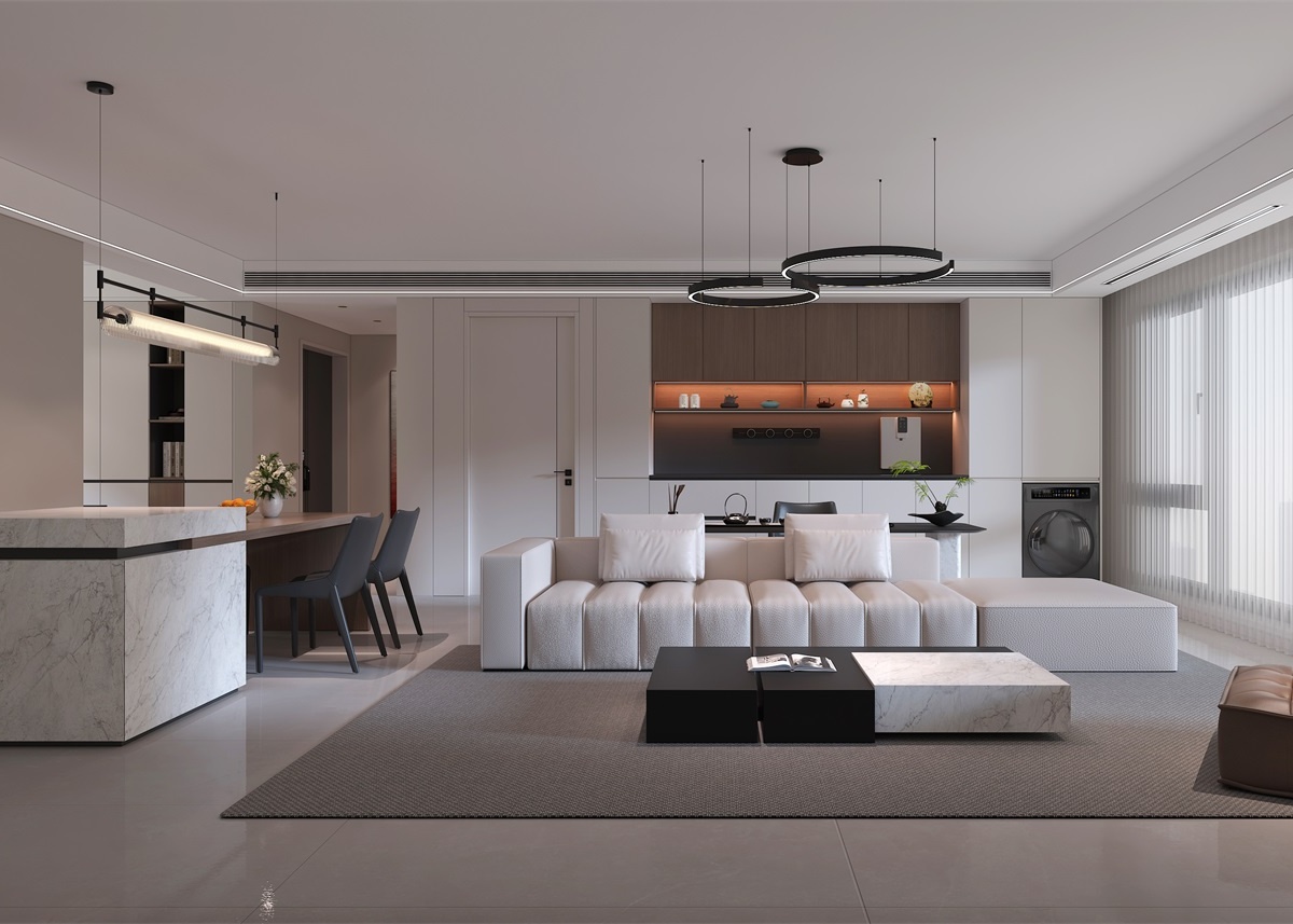 中恒央御143㎡ | 大橫廳+客餐一體+開(kāi)放書(shū)房，他家這通透感絕了！